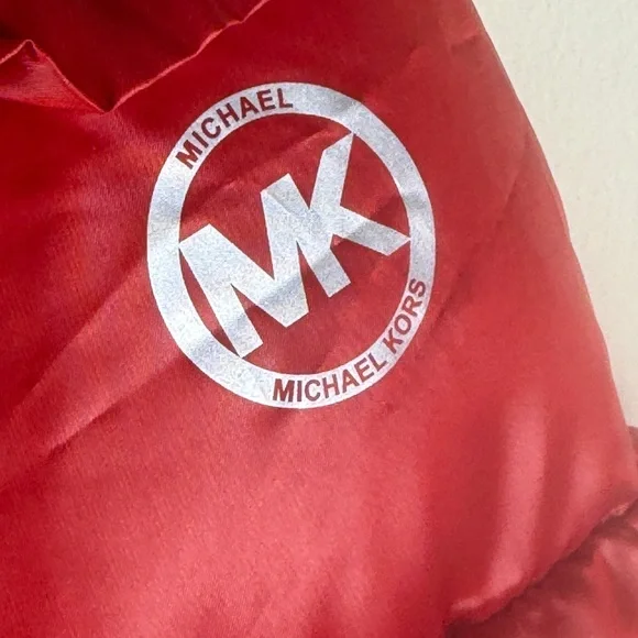 Michael Kors Red Ruffle Down Jacket EUC Size Small Pockets Holiday Christmas - Picture 4 of 16